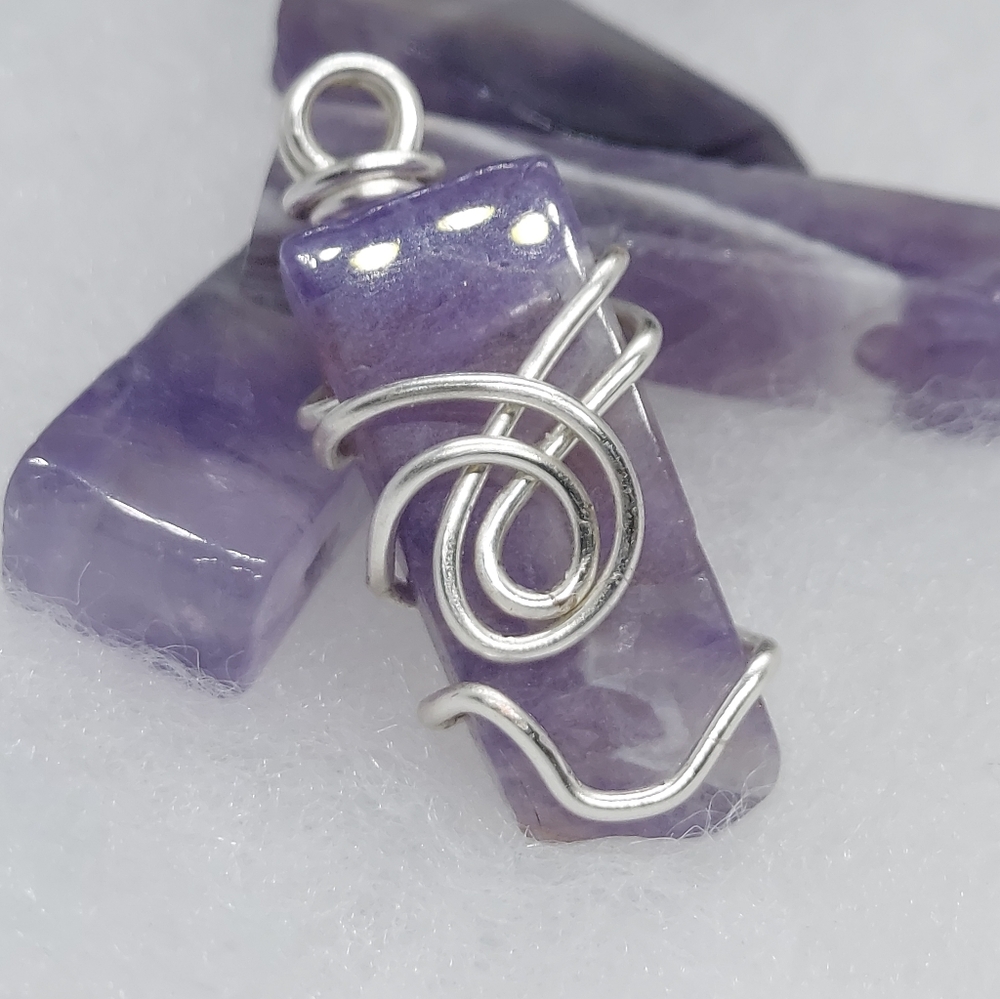 Amethyst wire wrapped necklace pendant